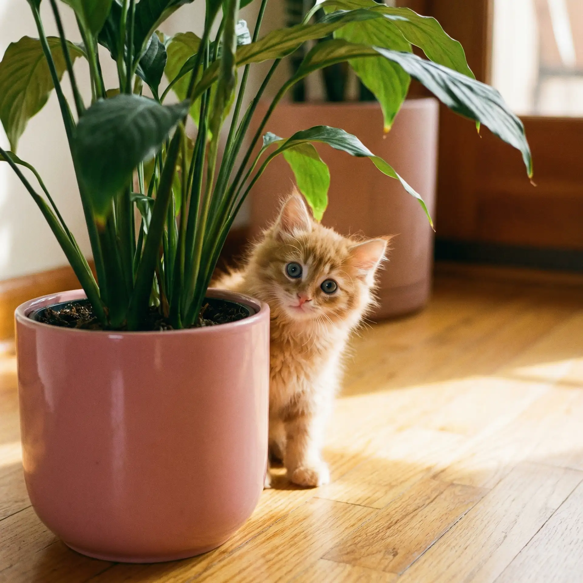 小猫从花盆后探头 - 桂北小辉哥